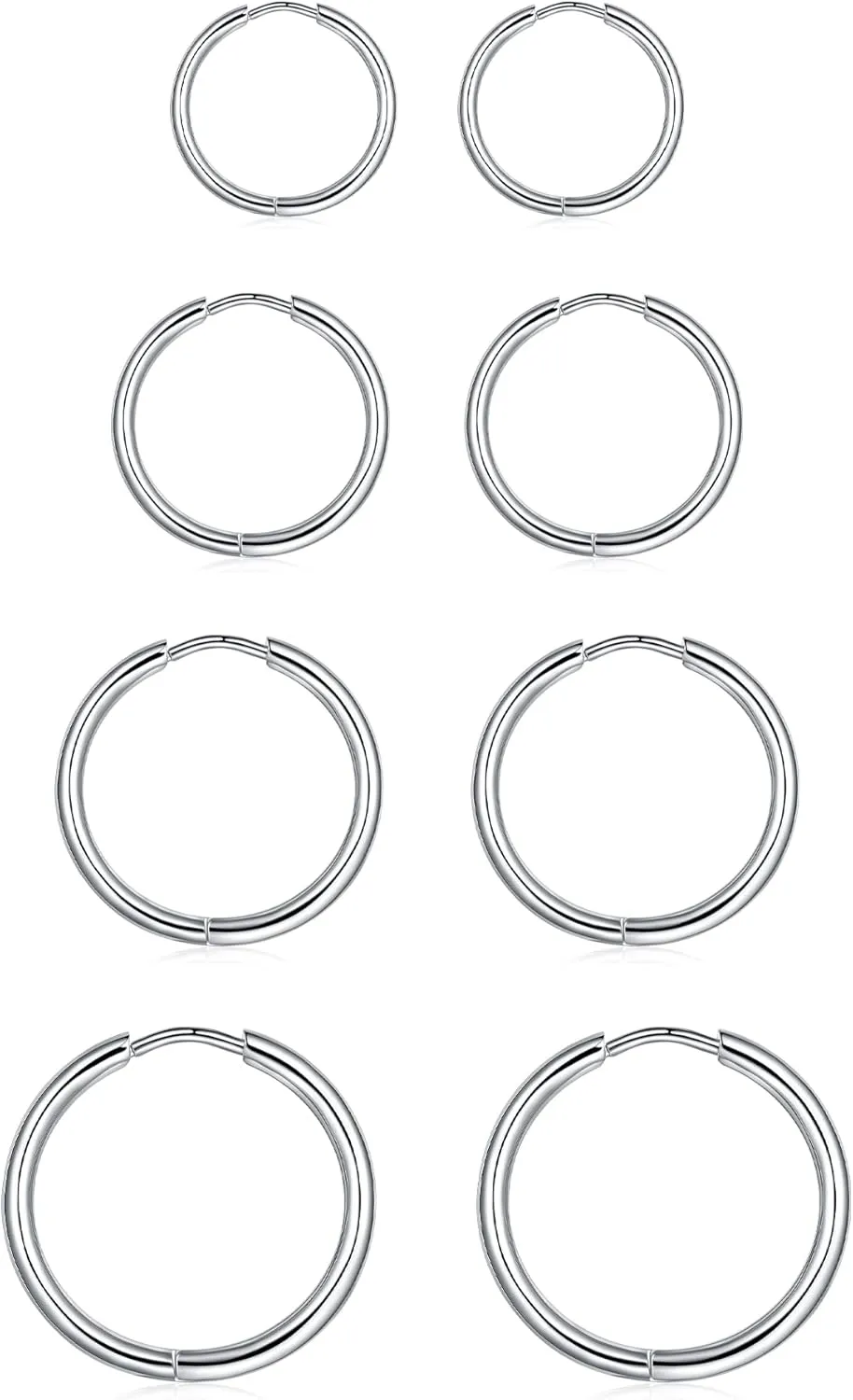 316L Surgical Steel Hoop Earrings, 6mm-20mm Huggie Earrings Men Hypoallergenic, Small Sleeper Mens Hoop Earring Cartilage Earring for Women 20G 18G