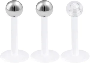 3pcs 16g Labret Studs Lip Ring Snakebite Monroe Bioflex Flexible Cartilage Conch Forward Helix Tragus Steel Ball Pick Size