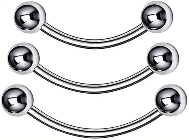 3Pcs 16G Stainless Steel Snake Eyes Tongue Piercing Jewelry Curved Barbell Tongue Rings Lip Rings Rook Cartilage Earrings Eyebrow Belly Piercing Jewelry for Women Men