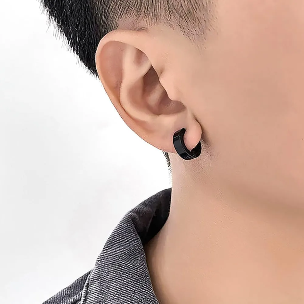 3Pcs Ear Cuff Earrings for Women Men Stainless Steel Non Piercing Clip On Cartilage Earrings Fake Huggie Hoops Earrings Gold/Silver/Black