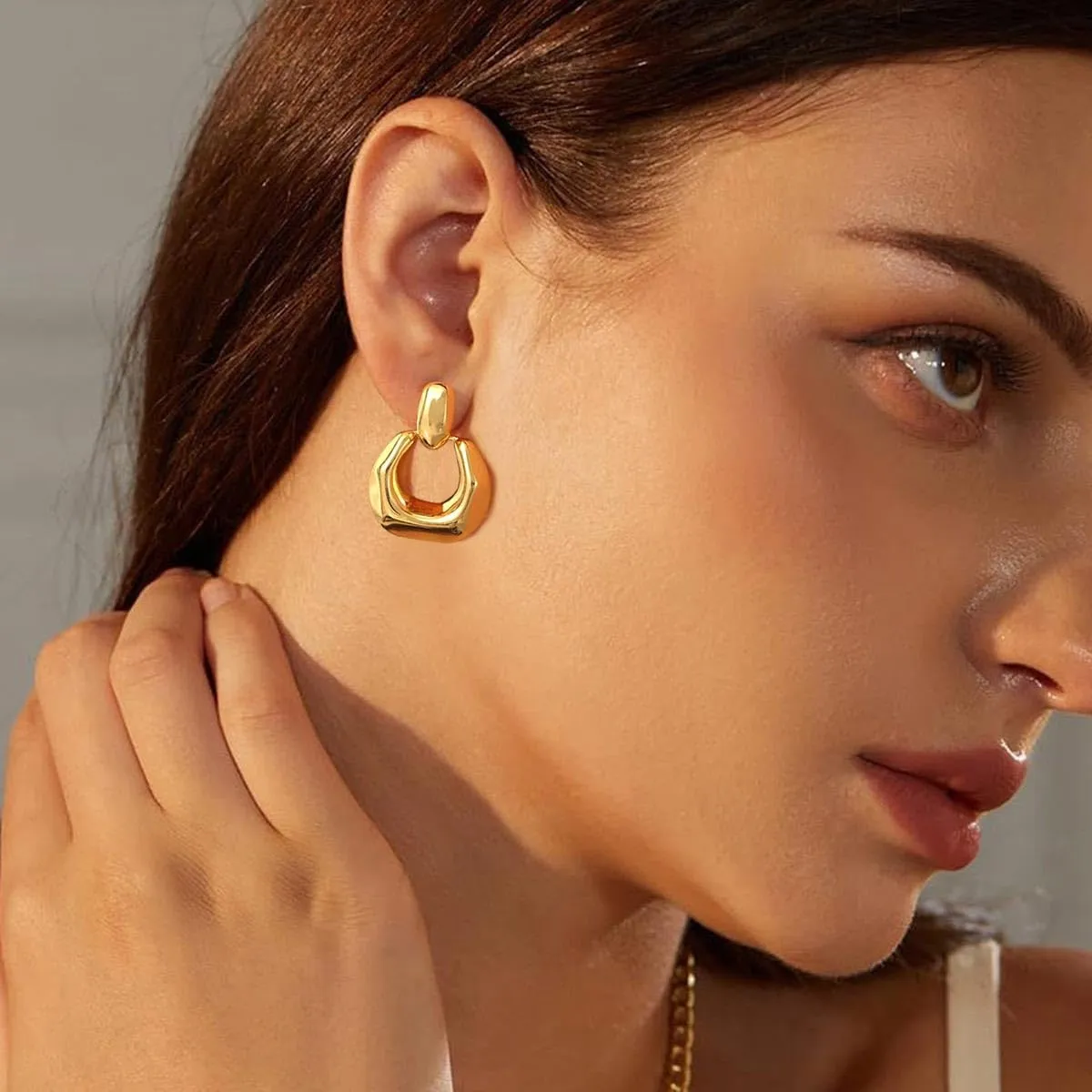 4 Pairs 14K Gold Plated Dangle Earrings for Women Knot Teardrop Chunky Gold Statement Drop Earrings for Women Trendy Jewelry Gifts