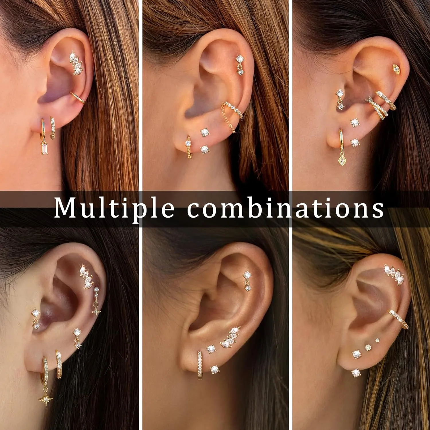 4 Pairs 14K Gold Plated Lightweight Small Gold Hoop Earrings for Women,Hoops Jewelry for Women Thick Dainty Gold Hoops Silver Jewelry Hypoallergenic Earrings