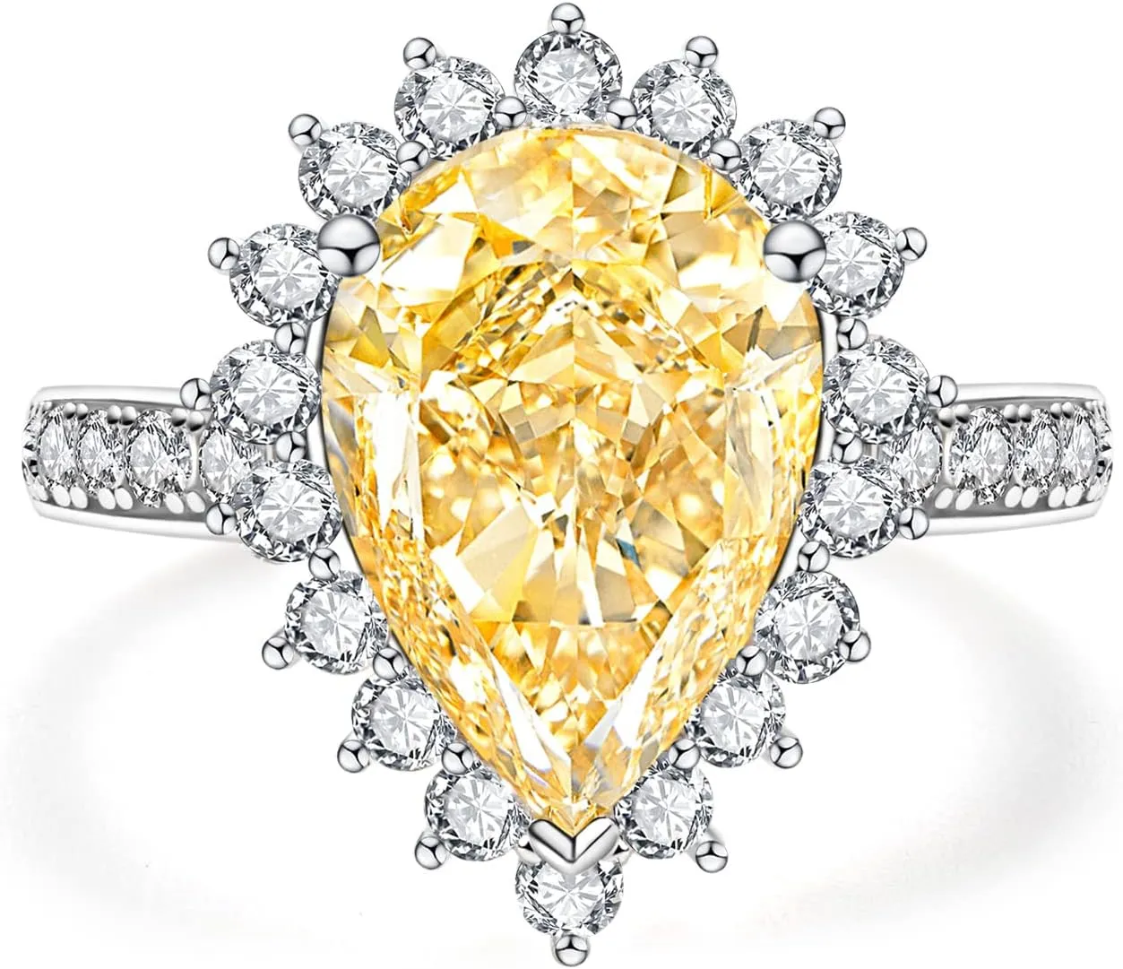 4CT-8CT Cubic Zirconia Cocktail Rings Pear Cut/Heart Cut/Radiant Cut 5A Grade Simulated Diamond CZ Statement Engagement Promise Ring for Women