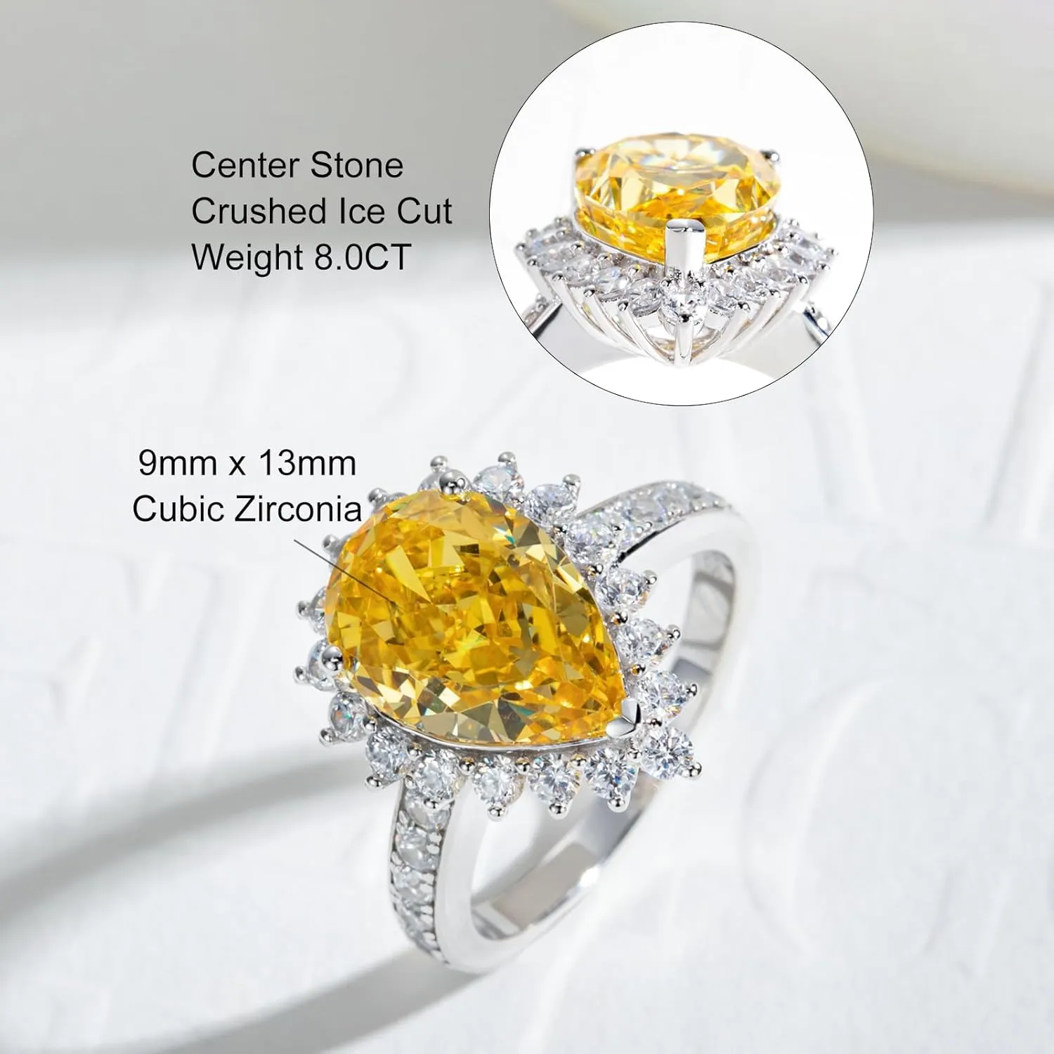 4CT-8CT Cubic Zirconia Cocktail Rings Pear Cut/Heart Cut/Radiant Cut 5A Grade Simulated Diamond CZ Statement Engagement Promise Ring for Women