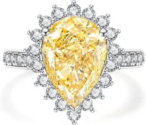 4CT-8CT Cubic Zirconia Cocktail Rings Pear Cut/Heart Cut/Radiant Cut 5A Grade Simulated Diamond CZ Statement Engagement Promise Ring for Women
