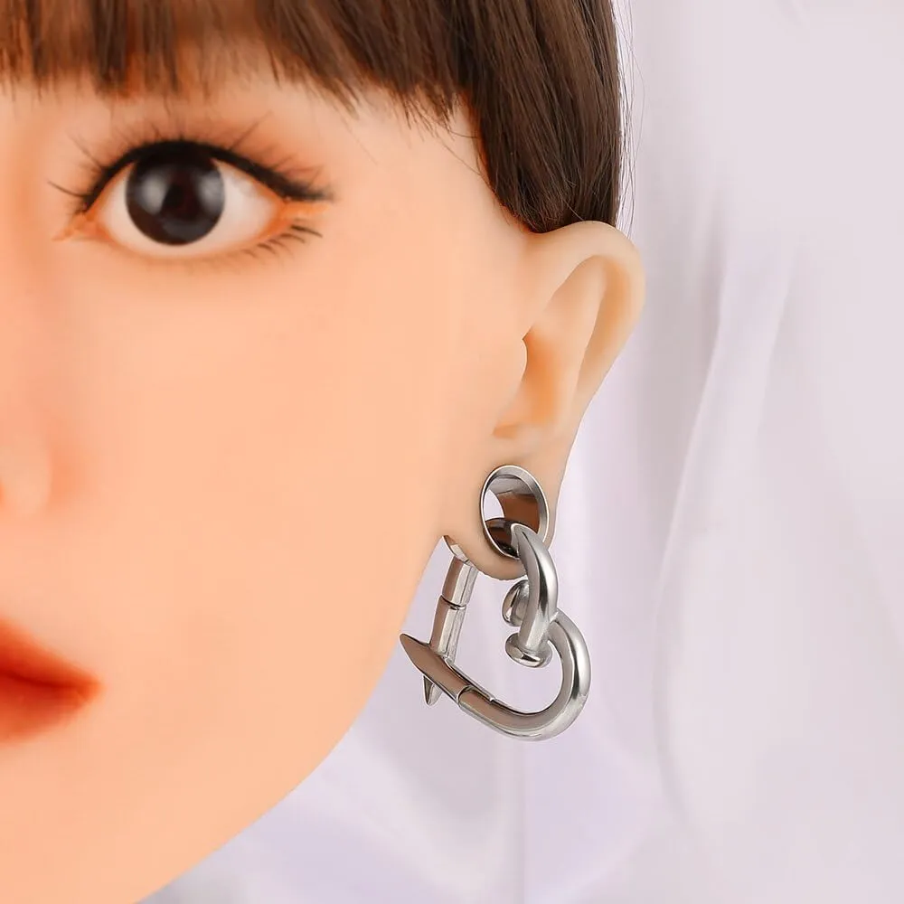 4mm-6mm(5g-2g) Hypoallergenic 316L Stainless Steel Heart Ear Weights Hangers For Stretched Ear Lobe Piercing Ear Plugs Gauges Body Jewelry