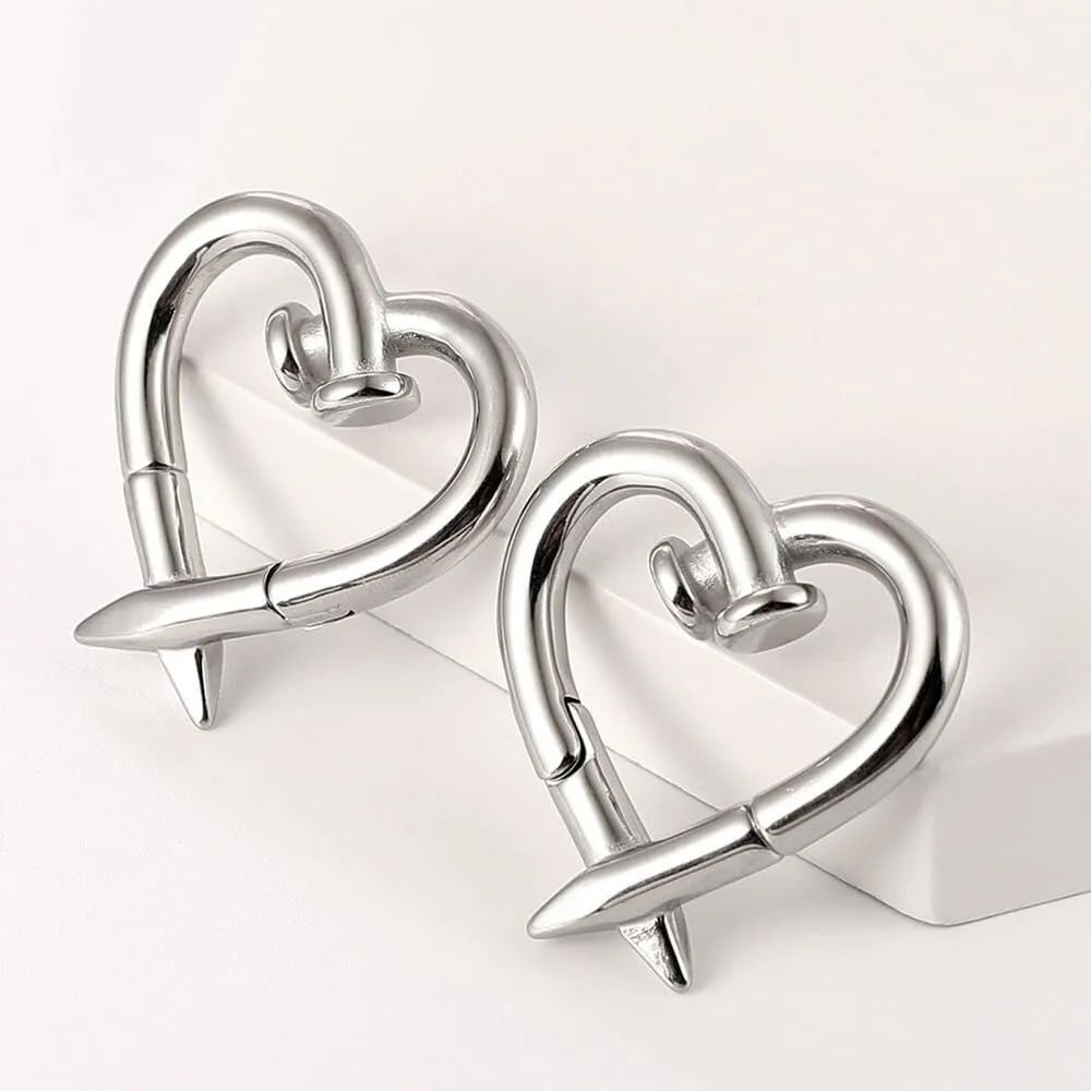 4mm-6mm(5g-2g) Hypoallergenic 316L Stainless Steel Heart Ear Weights Hangers For Stretched Ear Lobe Piercing Ear Plugs Gauges Body Jewelry