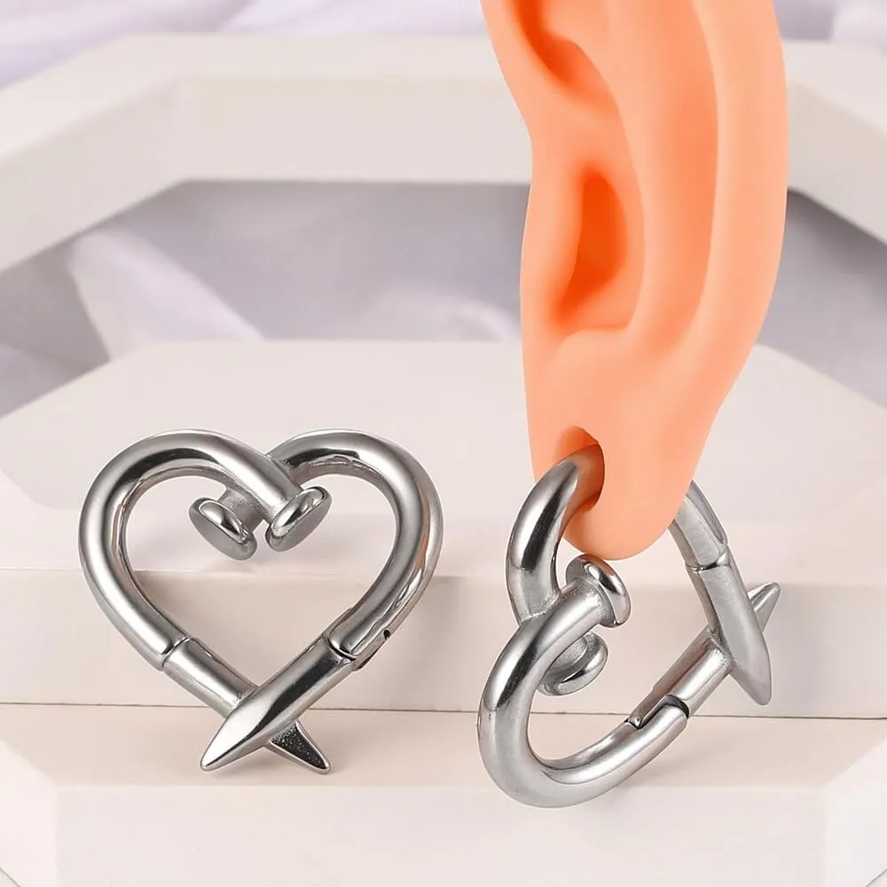 4mm-6mm(5g-2g) Hypoallergenic 316L Stainless Steel Heart Ear Weights Hangers For Stretched Ear Lobe Piercing Ear Plugs Gauges Body Jewelry