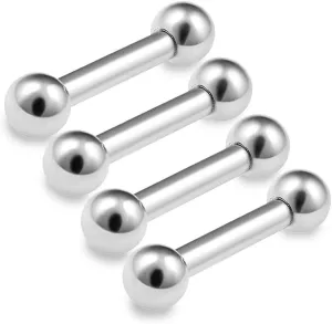4pcs 14g Barbell Earring Cartilage Triple Forward Helix Stud Anti Tragus Lobe Rook Jewelry Surgical Steel 3mm Ball Pick Size