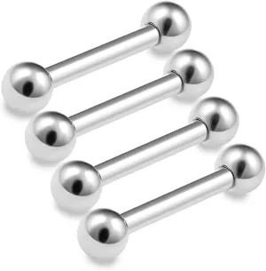 4pcs 14g Barbell Earring Cartilage Triple Forward Helix Stud Anti Tragus Lobe Rook Jewelry Surgical Steel 4mm Ball Pick Size