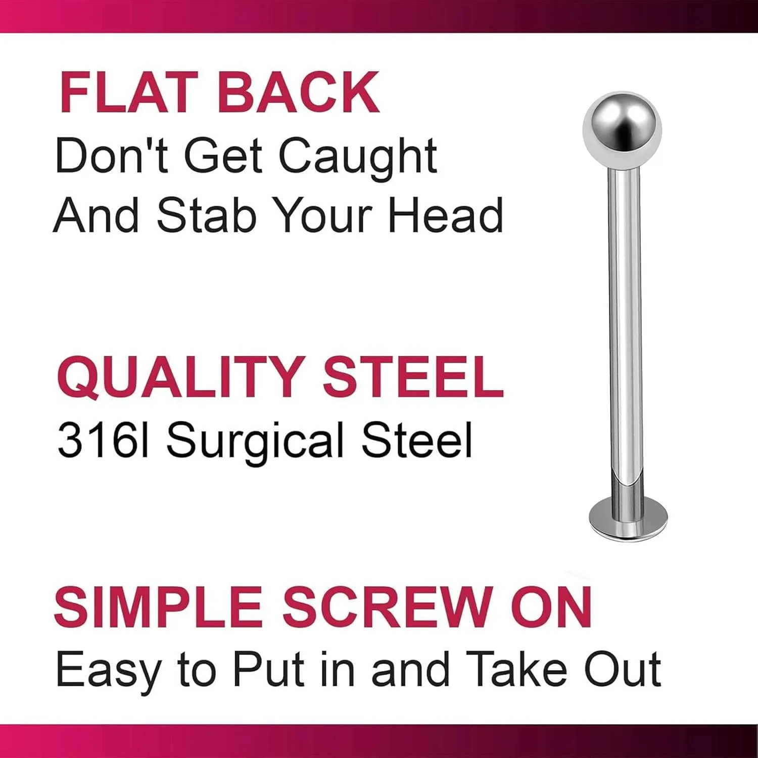 4pcs 14g Labret Studs Lip Ring Snake Spider Bite Forward Helix Monroe Dahlia Inner Conch Surgical Steel 4mm Ball Pick Size