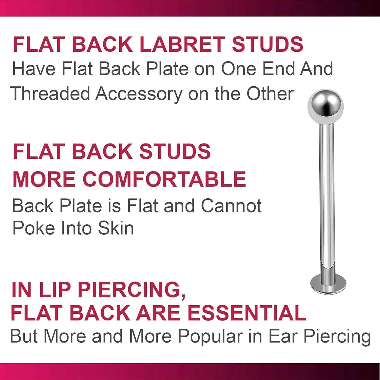 4pcs 14g Labret Studs Lip Ring Snake Spider Bite Forward Helix Monroe Dahlia Inner Conch Surgical Steel 4mm Ball Pick Size