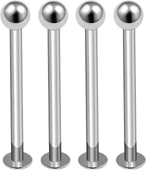 4pcs 14g Labret Studs Lip Ring Snake Spider Bite Forward Helix Monroe Dahlia Inner Conch Surgical Steel 4mm Ball Pick Size