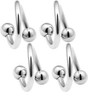 4pcs 14g Spiral Twisted Barbell Tragus Lip Cartilage Eyebrow Helix Tragus Hoop Surgical Steel Ear Gauges 4mm Balls Pick Size