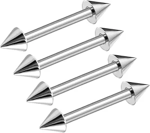 4pcs 16g Barbell Cartilage Earring Stud Vertical Anti Tragus Triple Forward Helix Bar Surgical Steel 3mm Spike Pick Size