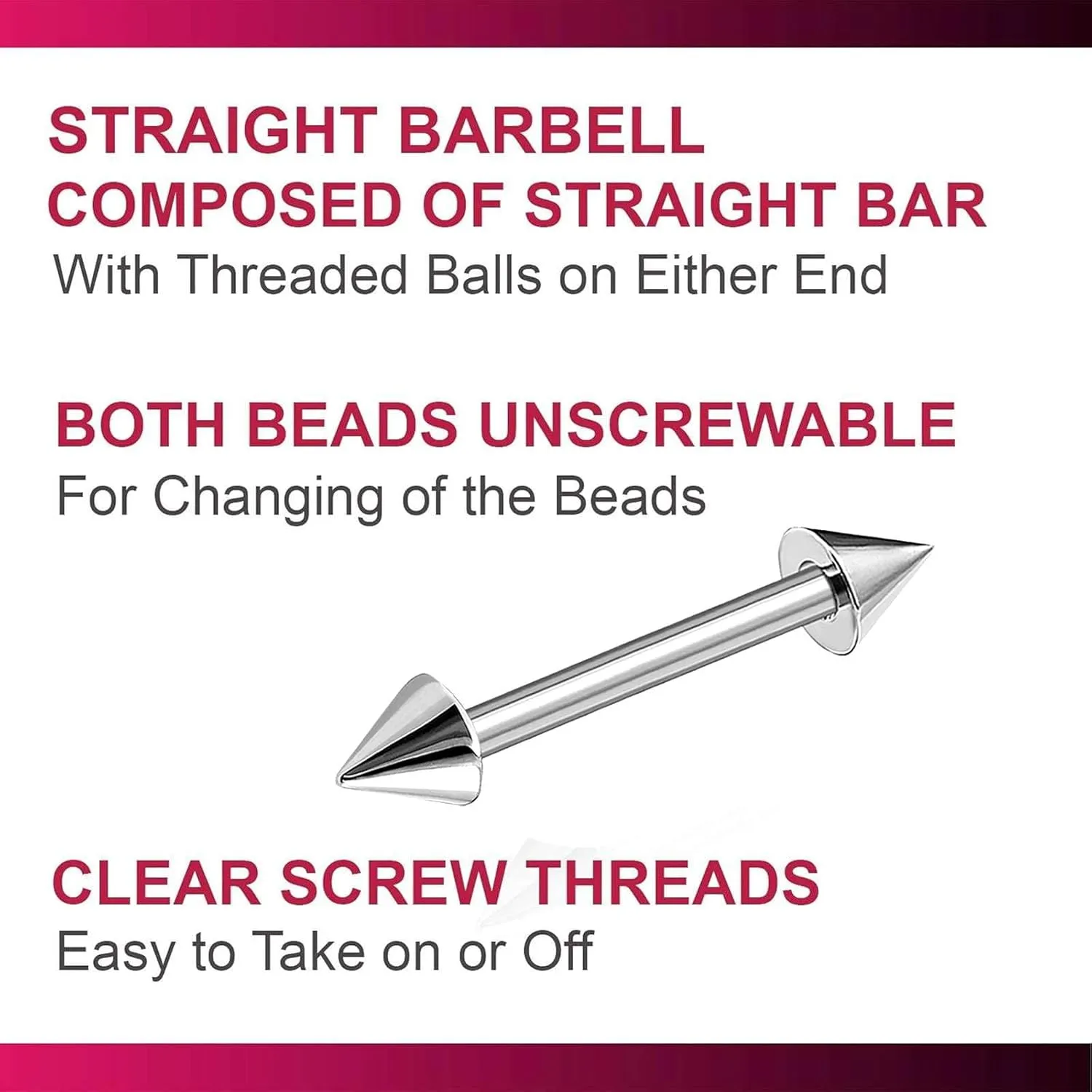 4pcs 16g Barbell Cartilage Earring Stud Vertical Anti Tragus Triple Forward Helix Bar Surgical Steel 3mm Spike Pick Size