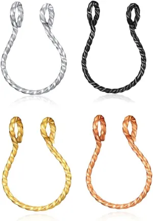 4Pcs Twisted Fake Septum Rings for Women Men Stainless Steel Non Piercing Septum Jewelry Nose Rings Hoops Fake Body Jewelry