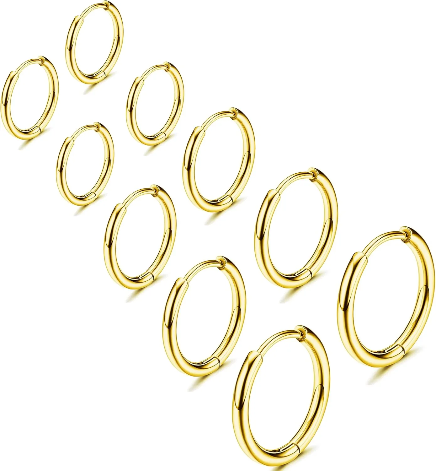 5 Pairs Small Gold Silver Hoop Earrings for Women Men,Hypoallergenic 316L Surgical Stainless Steel Earrings for Sensitive Ears,Cute Tiny Huggie Hoops Earrings Set for Multiple Piercing Jewelry Gift