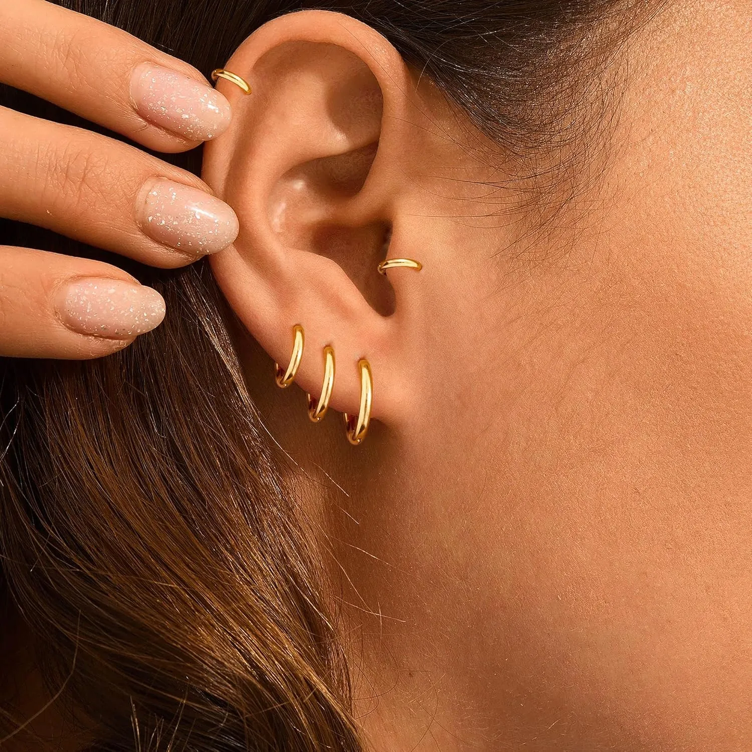 5 Pairs Small Gold Silver Hoop Earrings for Women Men,Hypoallergenic 316L Surgical Stainless Steel Earrings for Sensitive Ears,Cute Tiny Huggie Hoops Earrings Set for Multiple Piercing Jewelry Gift