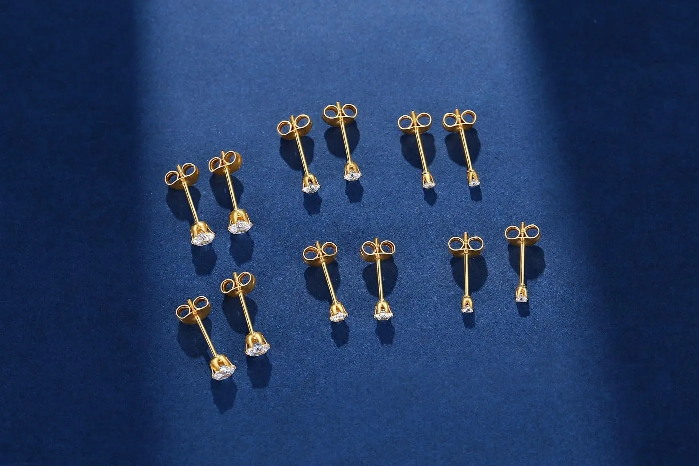 6-10 Pairs Tiny Women's Stainless Steel Round Clear Cubic Zirconia Stud Earrings, Hypoallergenic Surgical Steel Earrings Set, 2mm 3mm 4mm CZ,