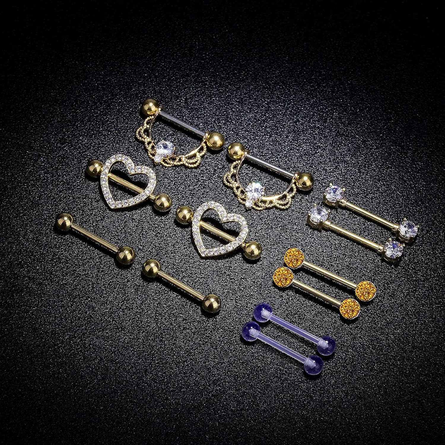 6 Pairs 14G 316L Stainless Steel Nipplerings Nipple Tongue Rings Women CZ Barbell Body Piercing Jewelry