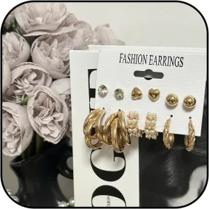 6 Pairs Small Gold Hoop Earrings Set for Women 14K Gold Plated Lightweight Huggie Hoops Hypoallergenic Pearl Dainty Stud Hoop Earrings for Gift