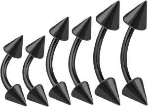 6pcs 16g Eyebrow Piercing Curved Barbell Lip Ring Tragus Cartilage Labret Triple Forward Helix Daith Snug Spike 1/4 5/16 3/8