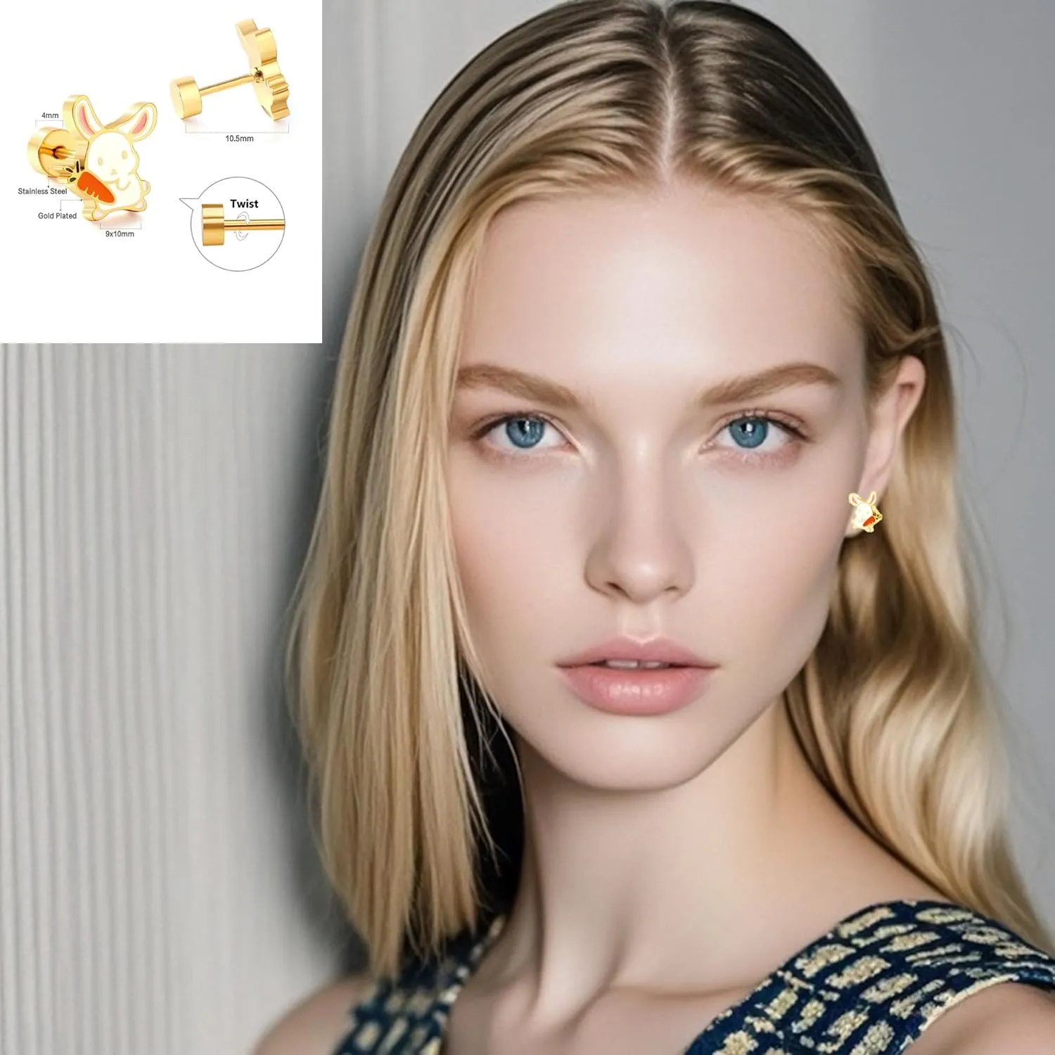 8/3 Pairs Stainless Steel Silver Cute Stud Earrings for Women Hypoallergenic Earrings Strawberry Flower Rainbow Stud Earrings Flat Back Earrings for Women Fashion Jewelry Sets