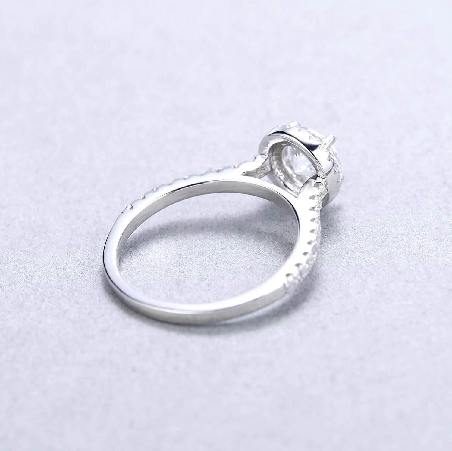 925 Sterling Silver Cubic Zirconia Promise Halo Engagement Promise Eternity Ring for Women