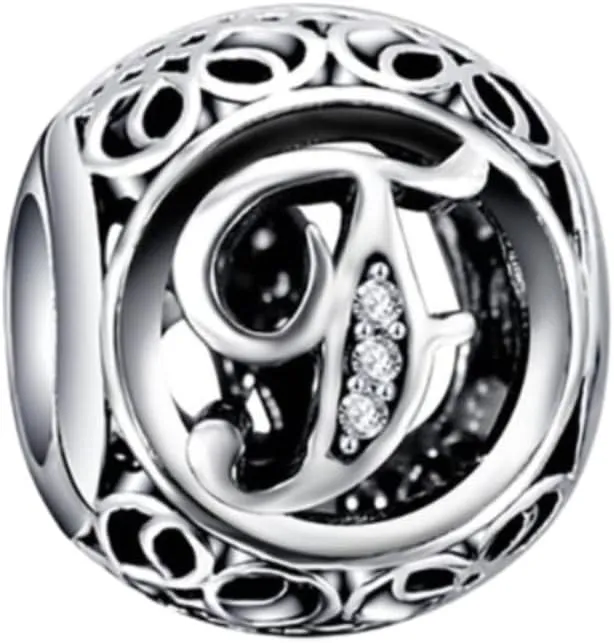 925 Sterling Silver Letter Charms for Pandora Bracelets Alphabet Initial Beads Jewelry Gift for Women