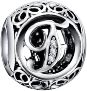 925 Sterling Silver Letter Charms for Pandora Bracelets Alphabet Initial Beads Jewelry Gift for Women