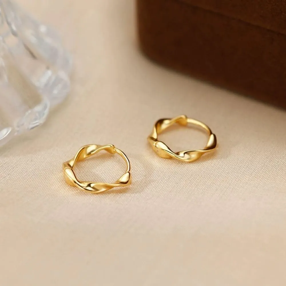 925 Sterling Silver Twisted Hoop Earrings For Women Hypoallergenic Small Twist Half Hoop Earrings