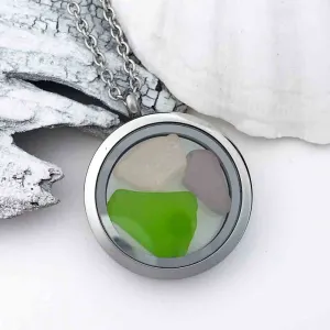 A Slice of Spring Sea Glass Porthole Locket Necklace | #1612