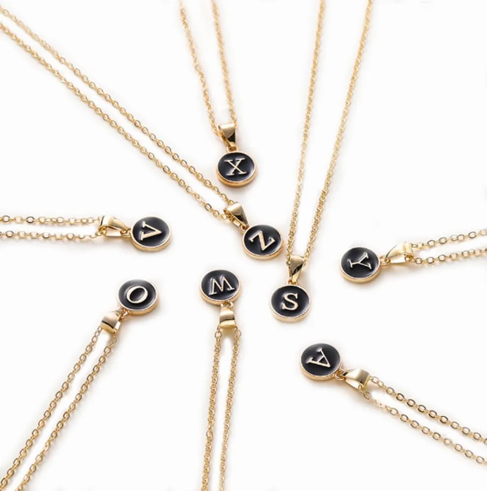 A-Z letter pendant necklace capital letters suitable for men and women white or black necklace simple and personalized gift