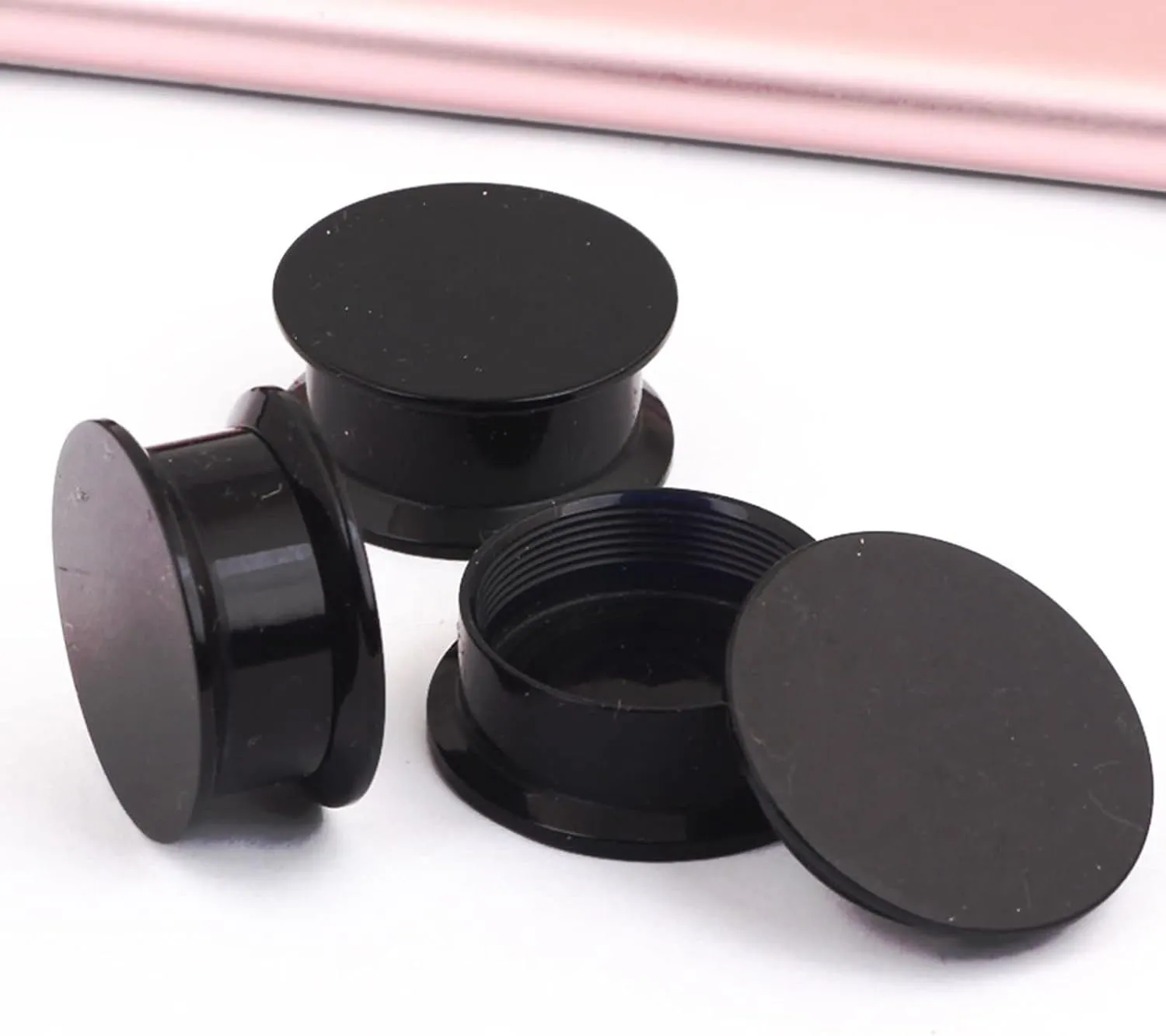 Acrylic Ear Plugs Tunnels, Black Tunnel Earrings with 2PCS Round Body Piercing Jewelry Gift Set