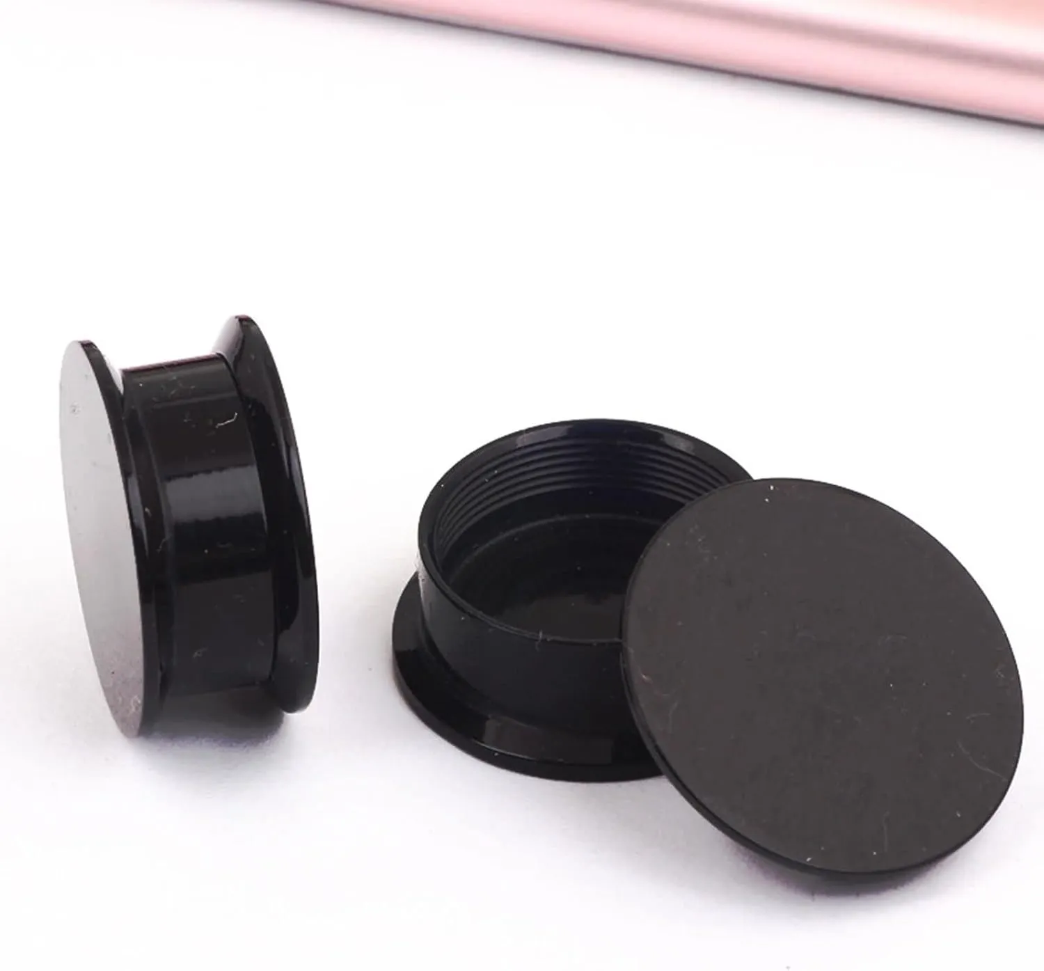 Acrylic Ear Plugs Tunnels, Black Tunnel Earrings with 2PCS Round Body Piercing Jewelry Gift Set