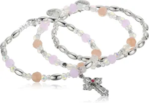 Alex and Ani Floral Cross Stretch Bracelet Set of 3