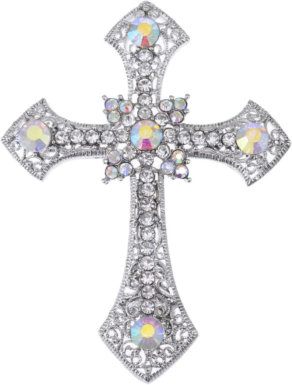 Alilang Holy Anglo Saxon Clear Crystal rhinestone Christian Cross Jewelry Pin Brooch