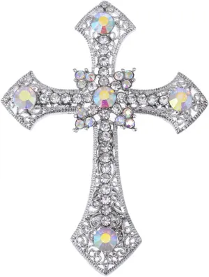 Alilang Holy Anglo Saxon Clear Crystal rhinestone Christian Cross Jewelry Pin Brooch