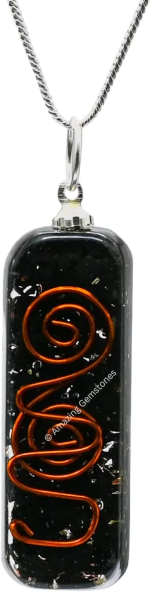 Amazing Gemstone Shungite Orgone Healing Pendant Necklace for Protection for Men Women with Adjustable Cord