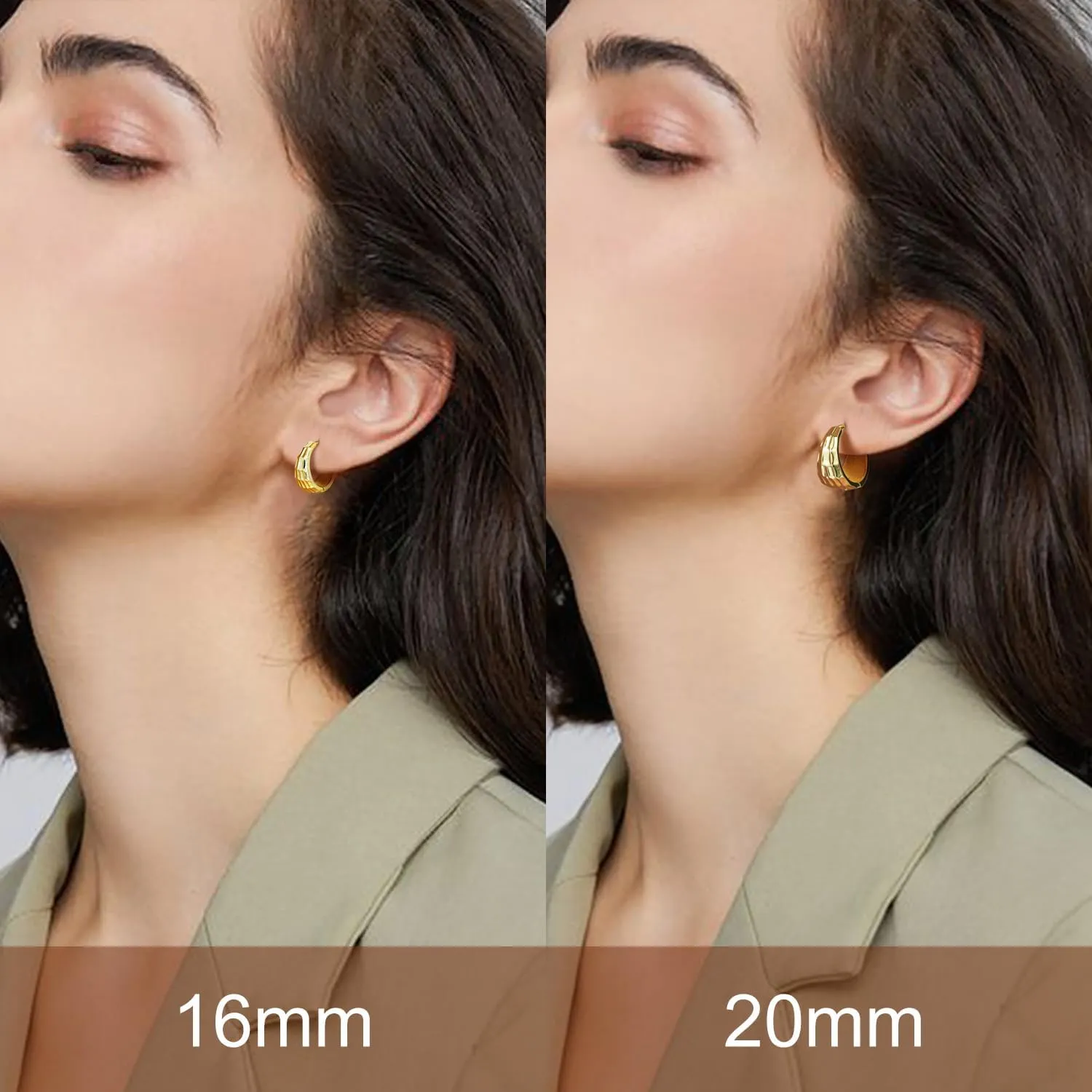 AMELINE 14K Gold Earrings for Women 14K Gold Small Hoop Earrings Gold Earrings for Womens Earring Hypoallergenic Earring 16/20mm