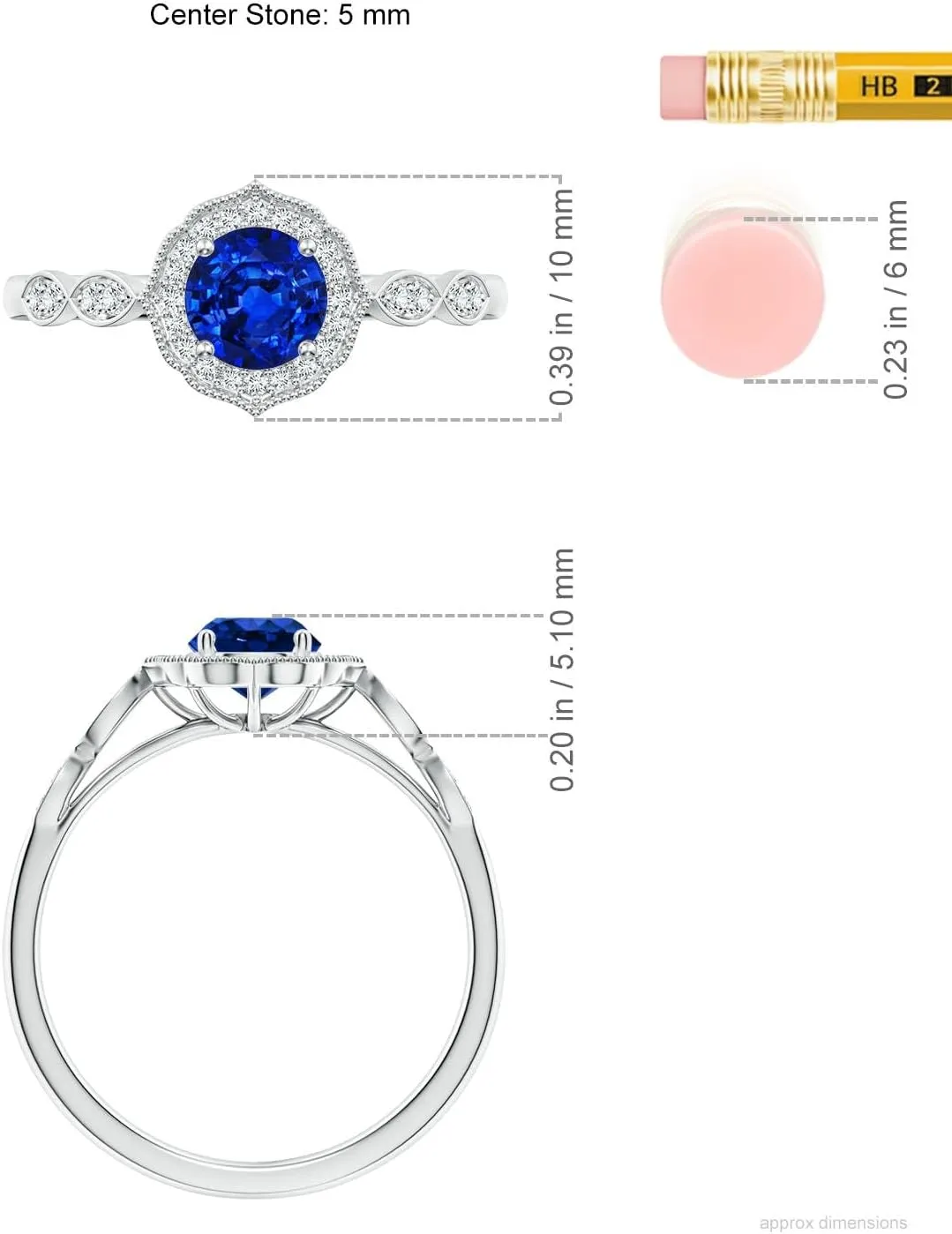 Angara Lab Grown Vintage Inspired Round Blue Sapphire Ornate Halo Engagement Ring in 14K Solid Gold/Platinum | September Birthstone, Birthday, Anniversary, Wedding Jewelry Gift for Women