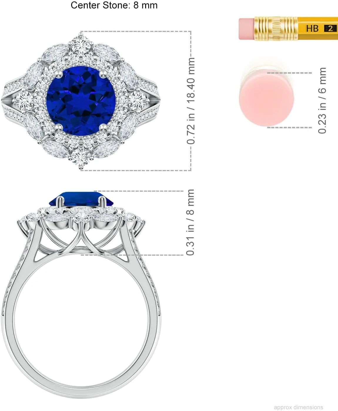 Angara Ornate Round Lab Grown Blue Sapphire Halo Engagement Ring in 14K Solid Gold/Platinum | Birthday, Anniversary, Wedding Jewelry Gift for Women