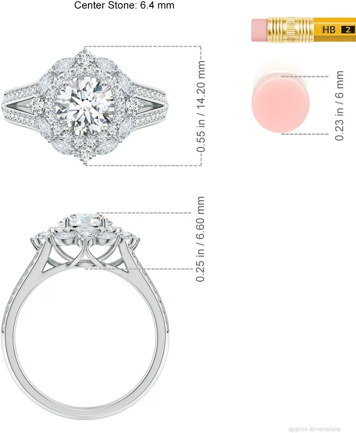 Angara Ornate Round Lab Grown Diamond Halo Engagement Ring in 14K Solid Gold/Platinum | Birthday, Anniversary, Wedding Jewelry Gift for Women
