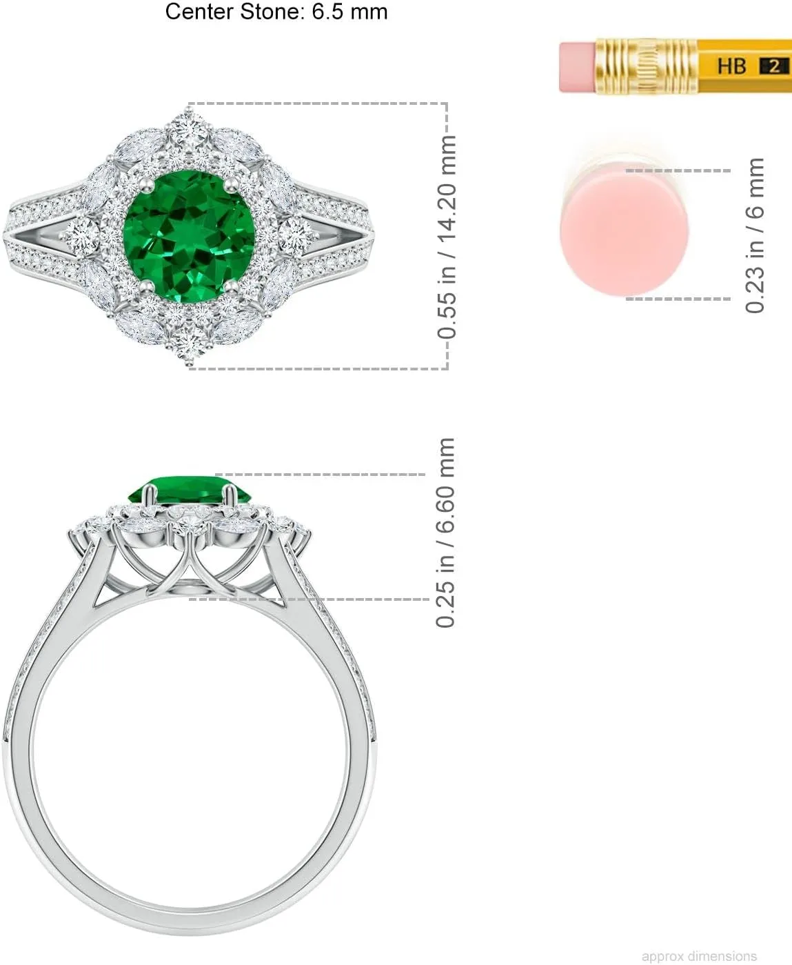 Angara Ornate Round Lab Grown Emerald Halo Engagement Ring in 14K Solid Gold/Platinum | Birthday, Anniversary, Wedding Jewelry Gift for Women