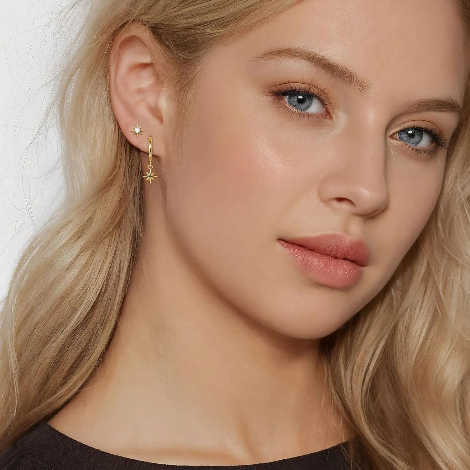 Angelady 14K Gold Huggie Hoop Earrings Set for Women, 3 Pairs Small Hoop Earring Stacks Hypoallergenic, Trendy Ear Cuff Hoops Cartilage Earrings for Women