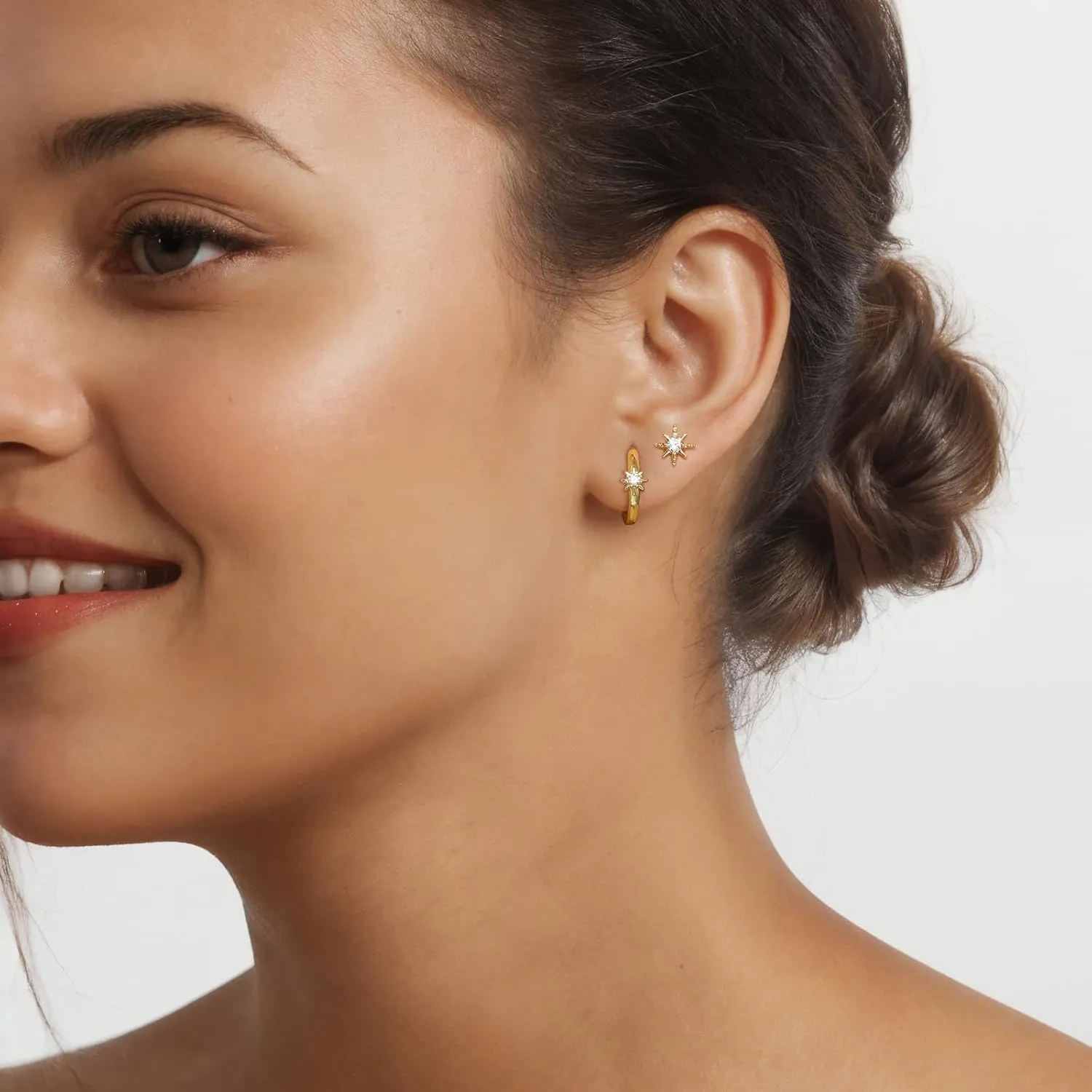 Angelady 14K Gold Huggie Hoop Earrings Set for Women, 3 Pairs Small Hoop Earring Stacks Hypoallergenic, Trendy Ear Cuff Hoops Cartilage Earrings for Women