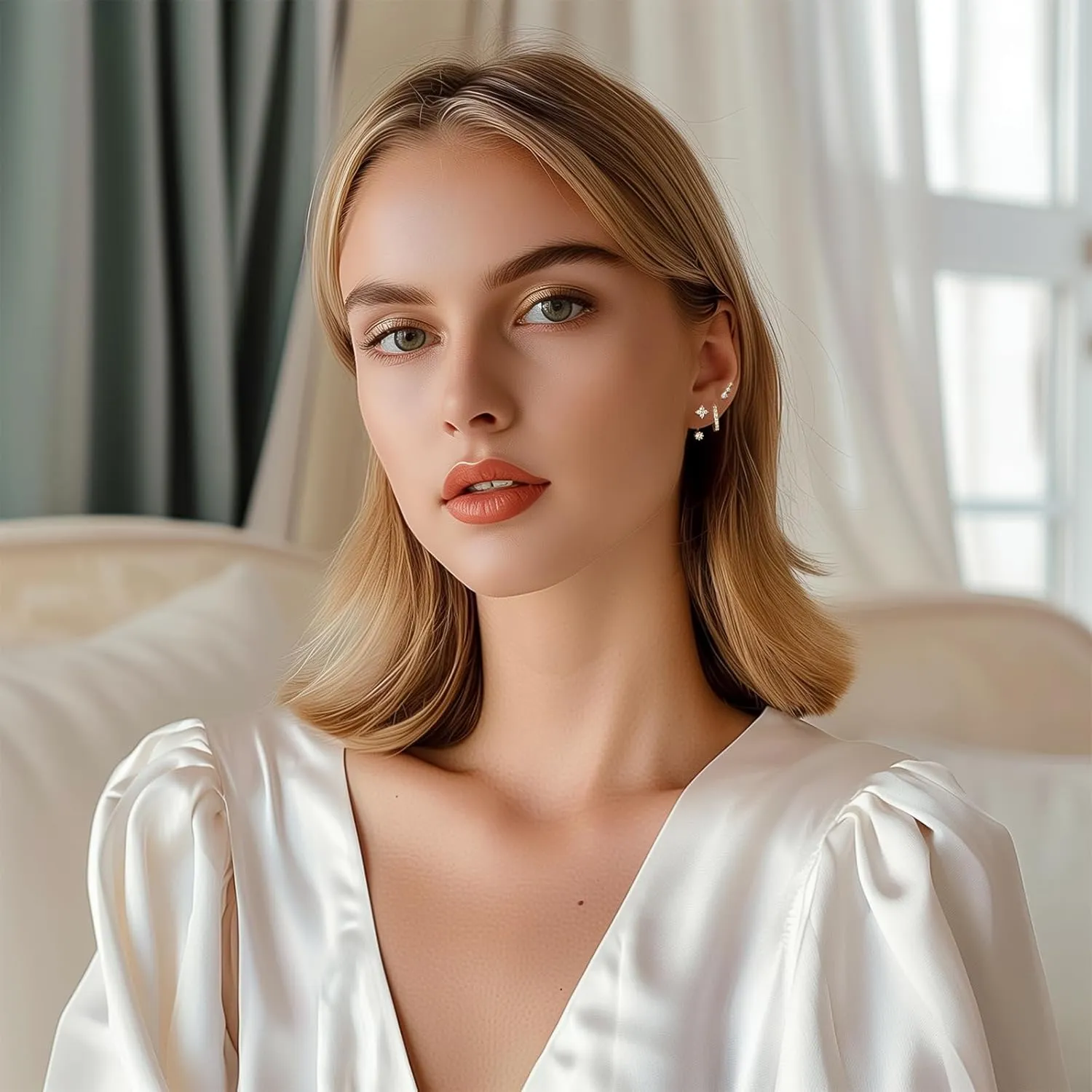 Angelady 3 Pairs Gold Hoop Earrings Set for Women, 14K Small Huggie Earring for Multiple Piercing Hypoallergenic Earring Stacks Trendy Jewelry, Dainty Sun Flower Stud Earrings for Women's Gifts