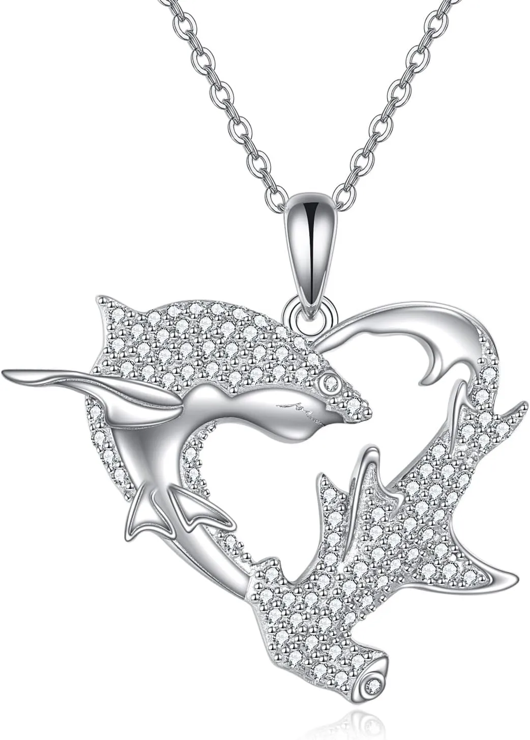 Animal Necklace Sterling Silver Shark Dog Owl Sloth Pendant Fashion Animal Jewelry Gift for Women