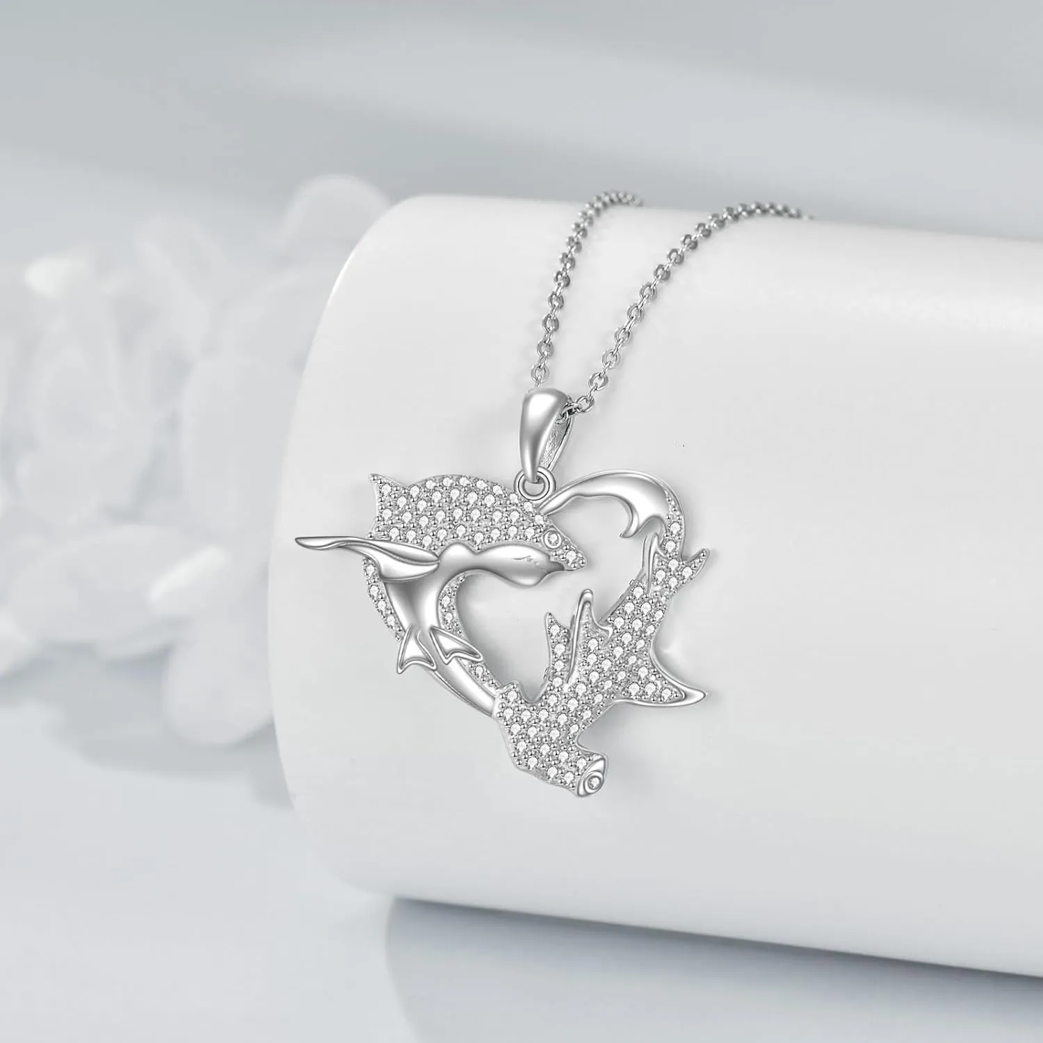 Animal Necklace Sterling Silver Shark Dog Owl Sloth Pendant Fashion Animal Jewelry Gift for Women